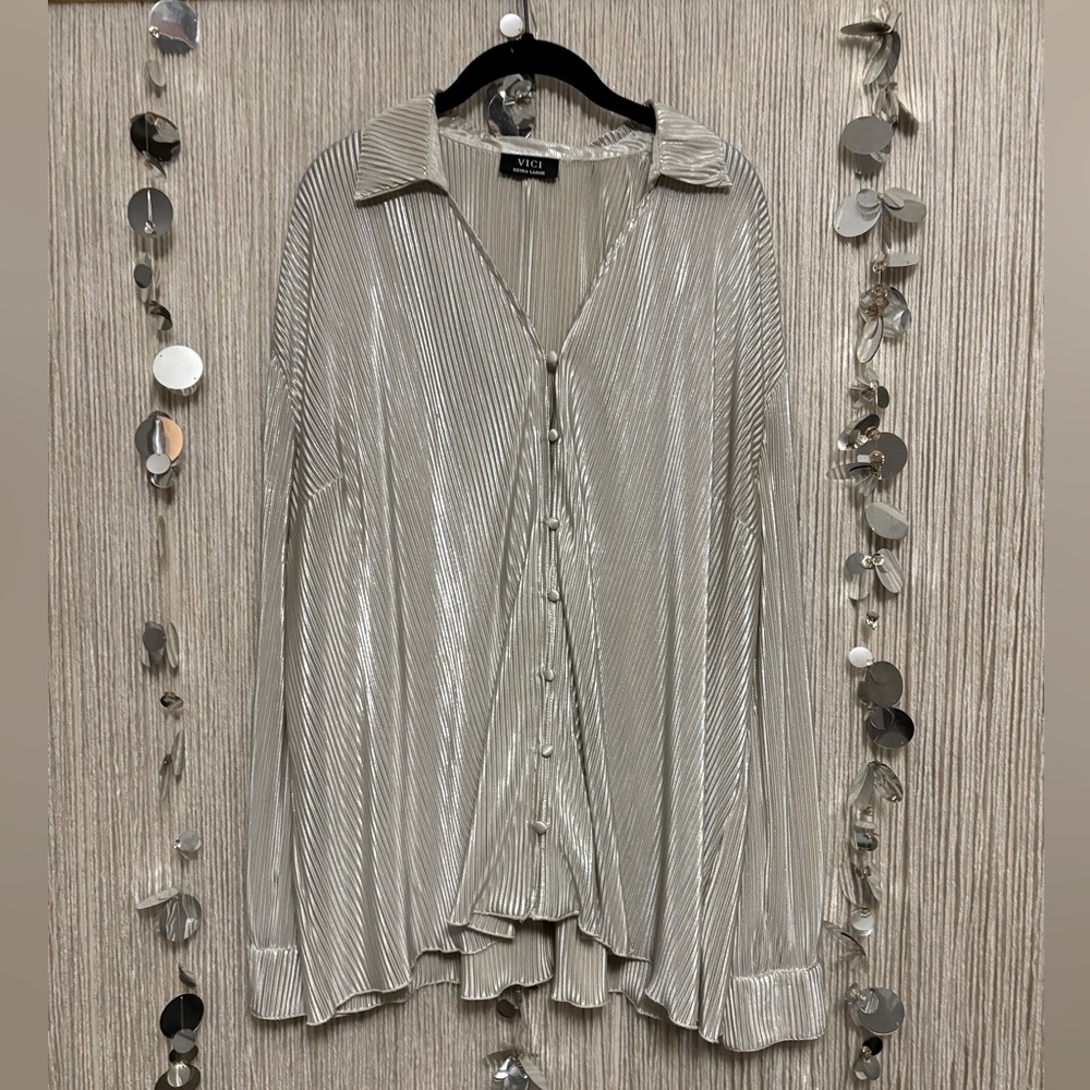 Vici Silver Metallic Blouse